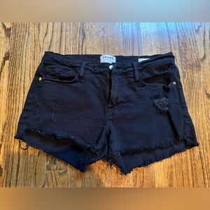 Frame black denim short